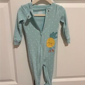 Carter's Light Blue Polka Dot Footie with Pineapple